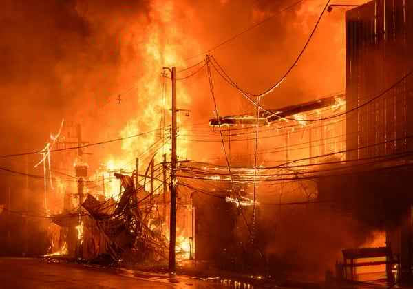 Multiple commercial buildings on fire