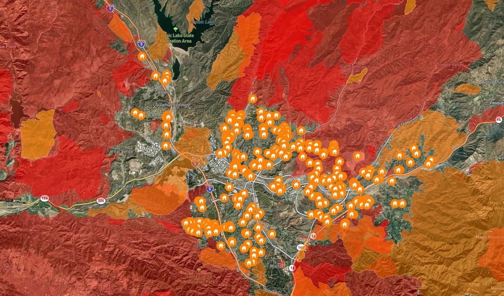 Santa Clarita, California wildfire perimeters since 2000