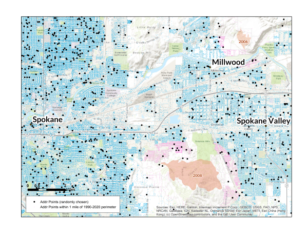 A map of wildfire risk in Spokane, WA