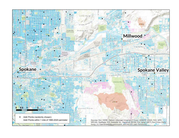 A map of wildfire risk in Spokane, WA