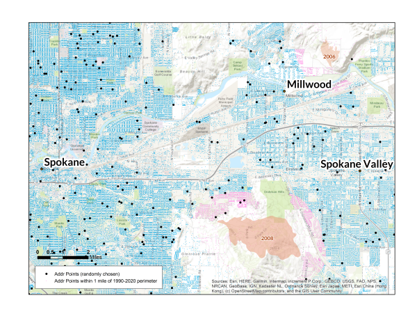 A map of wildfire risk in Spokane, WA