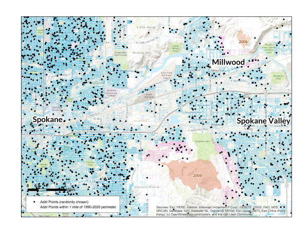 A map of wildfire risk in Spokane, WA