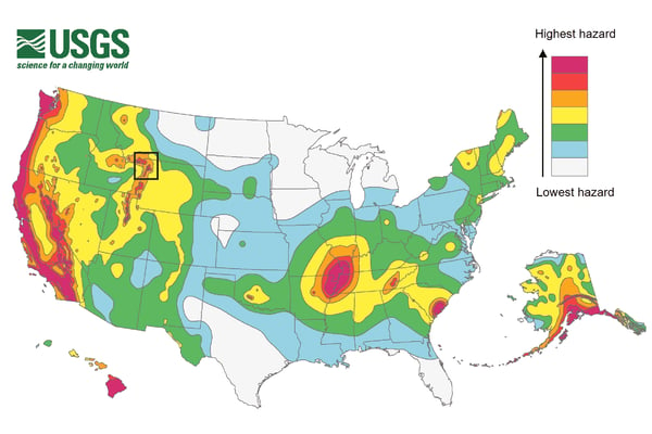 USGS national hazard map for earthquakes