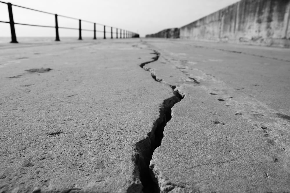 road damaged by earthquake